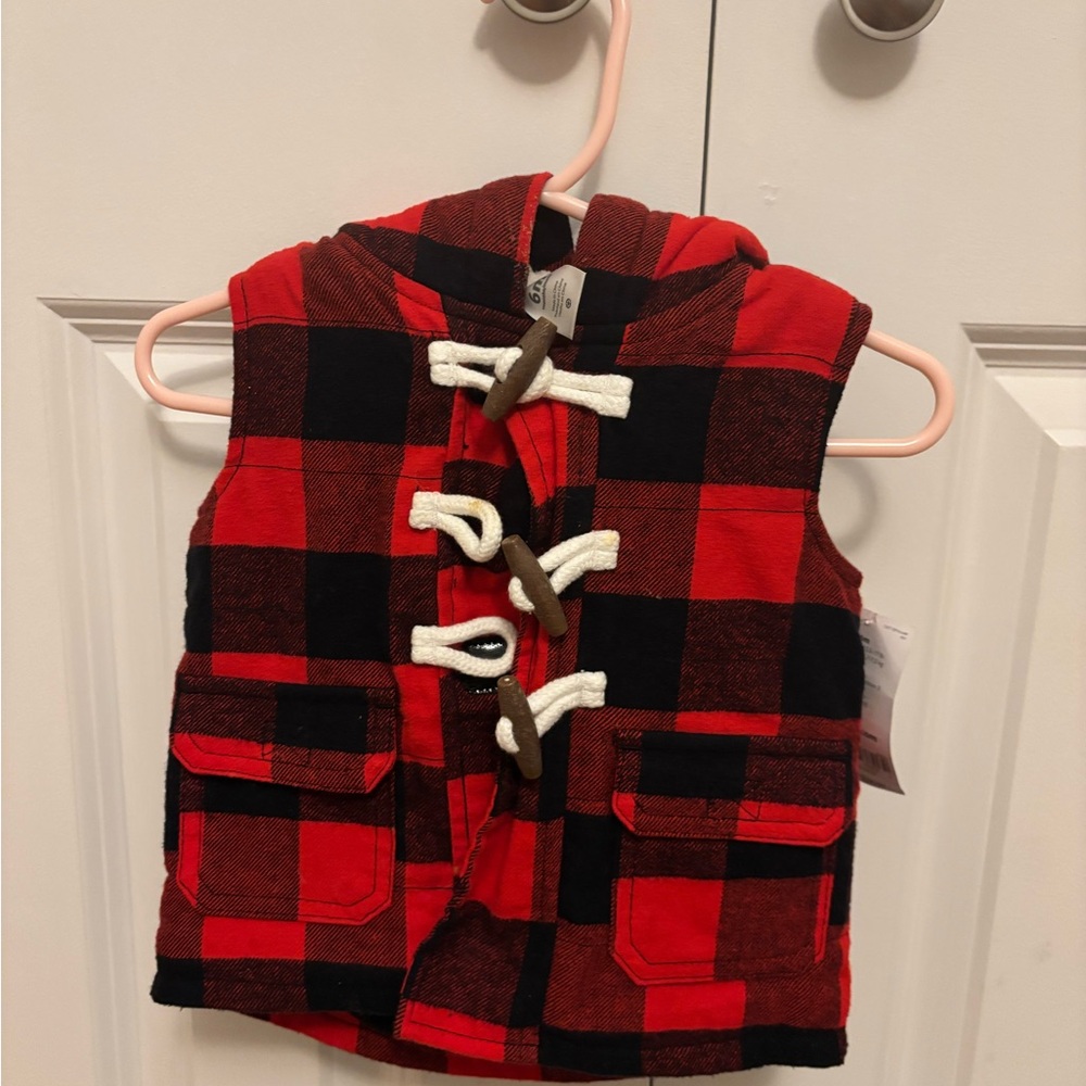 Carter's Red and Black Plaid Vest